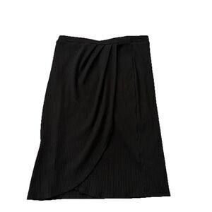 Amour Vert Skirt Large Black Ribbed Tulip Wrap Modal Stretch Soft Knee-Length